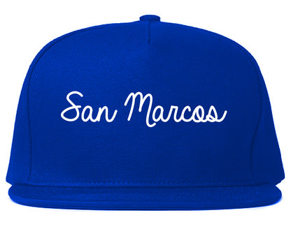 San Marcos Texas TX Script Mens Snapback Hat Royal Blue