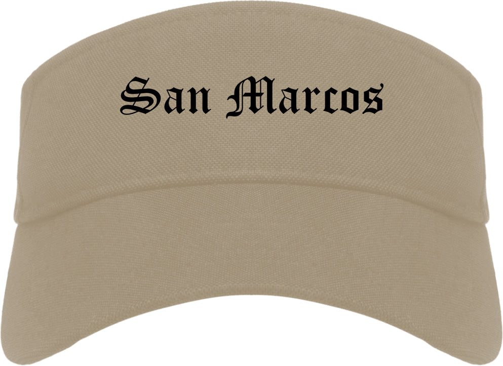 San Marcos Texas TX Old English Mens Visor Cap Hat Khaki