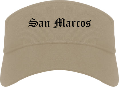 San Marcos Texas TX Old English Mens Visor Cap Hat Khaki