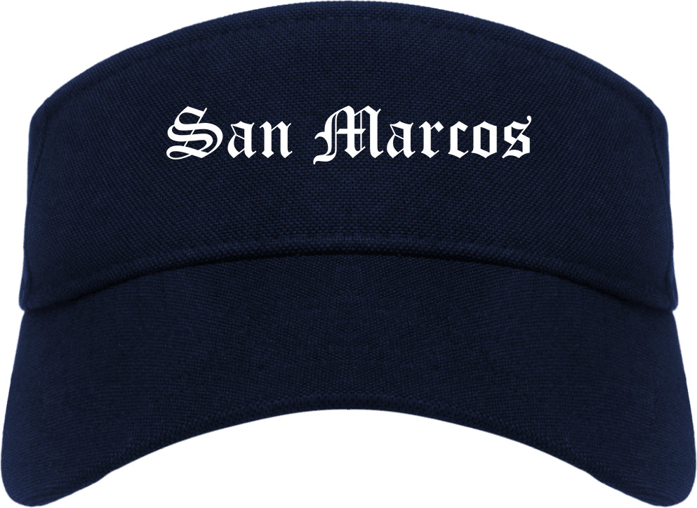 San Marcos Texas TX Old English Mens Visor Cap Hat Navy Blue