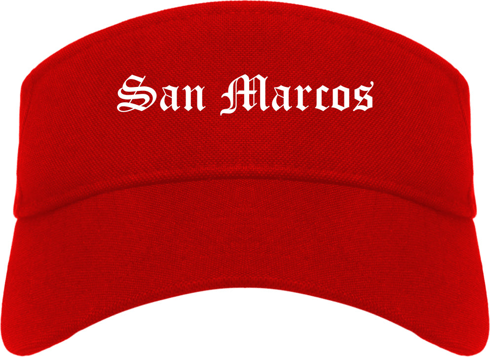 San Marcos Texas TX Old English Mens Visor Cap Hat Red