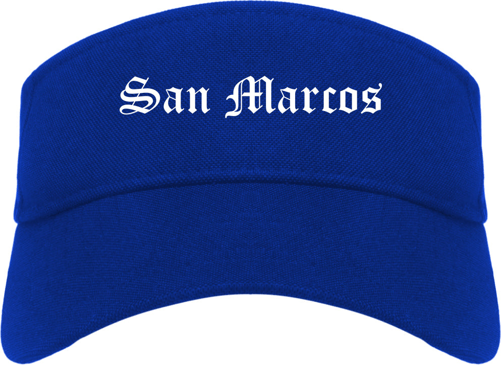 San Marcos Texas TX Old English Mens Visor Cap Hat Royal Blue