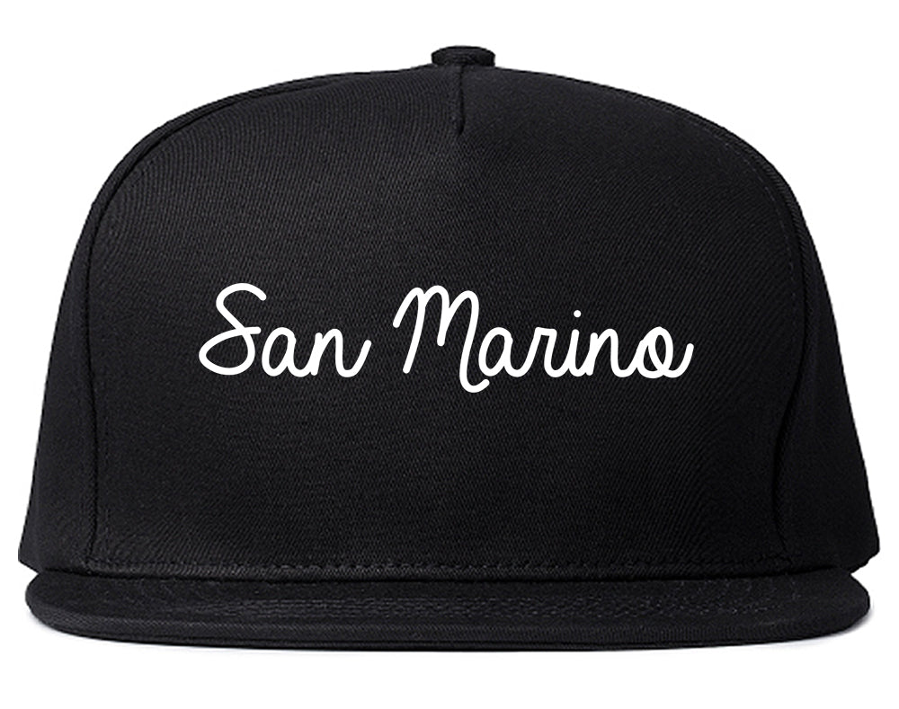 San Marino California CA Script Mens Snapback Hat Black