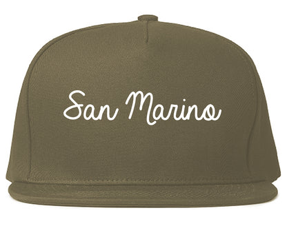 San Marino California CA Script Mens Snapback Hat Grey