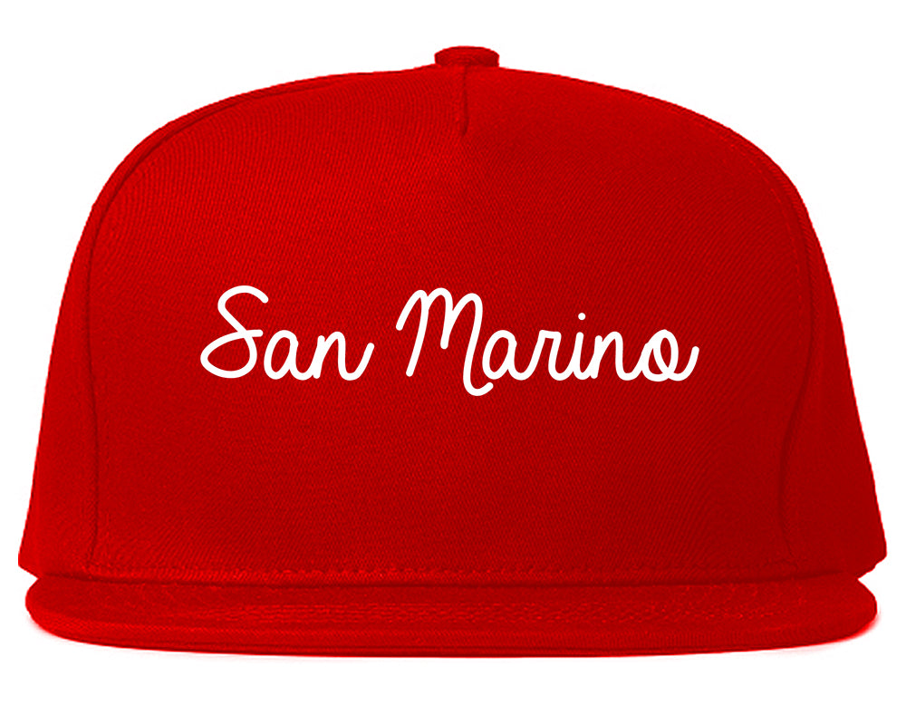 San Marino California CA Script Mens Snapback Hat Red