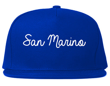 San Marino California CA Script Mens Snapback Hat Royal Blue