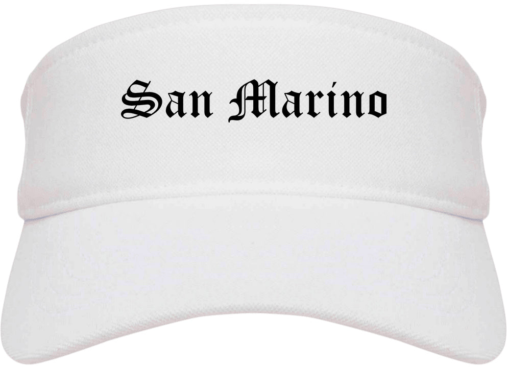 San Marino California CA Old English Mens Visor Cap Hat White