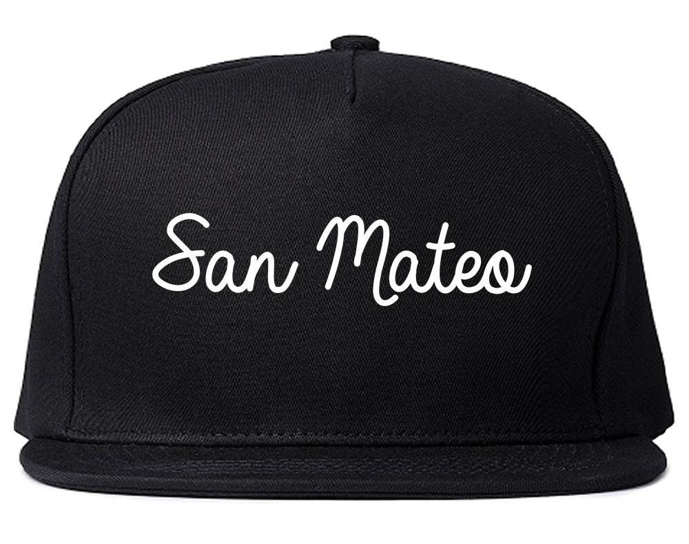 San Mateo California CA Script Mens Snapback Hat Black