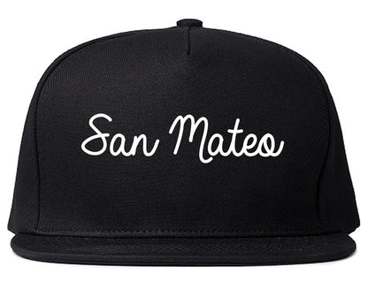San Mateo California CA Script Mens Snapback Hat Black