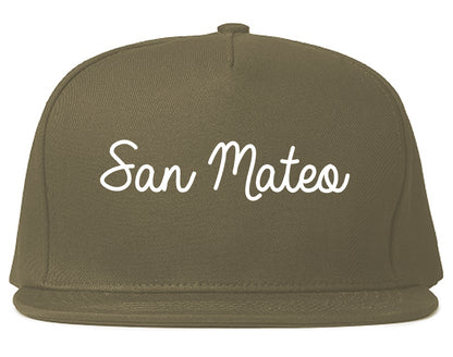 San Mateo California CA Script Mens Snapback Hat Grey
