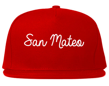 San Mateo California CA Script Mens Snapback Hat Red
