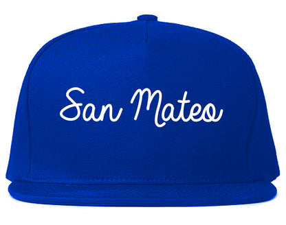 San Mateo California CA Script Mens Snapback Hat Royal Blue