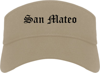 San Mateo California CA Old English Mens Visor Cap Hat Khaki