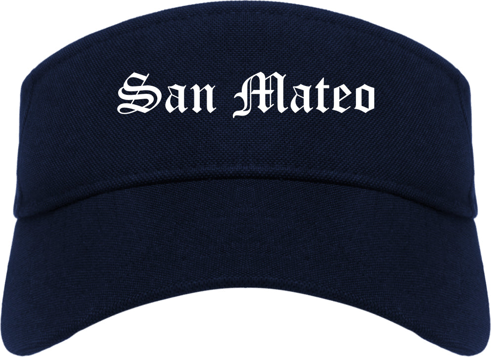 San Mateo California CA Old English Mens Visor Cap Hat Navy Blue