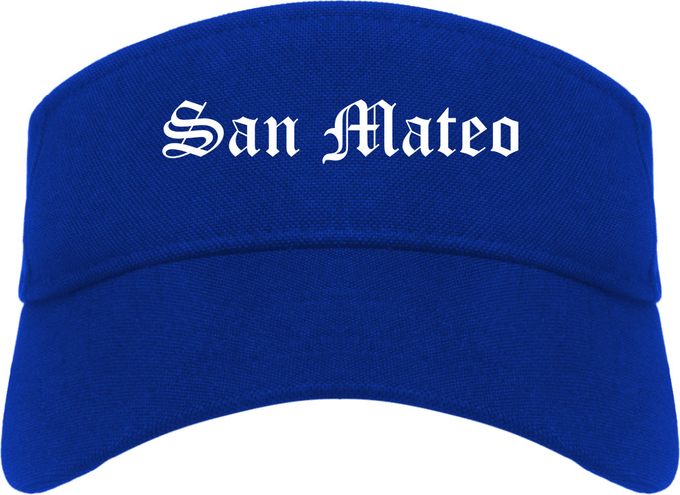 San Mateo California CA Old English Mens Visor Cap Hat Royal Blue