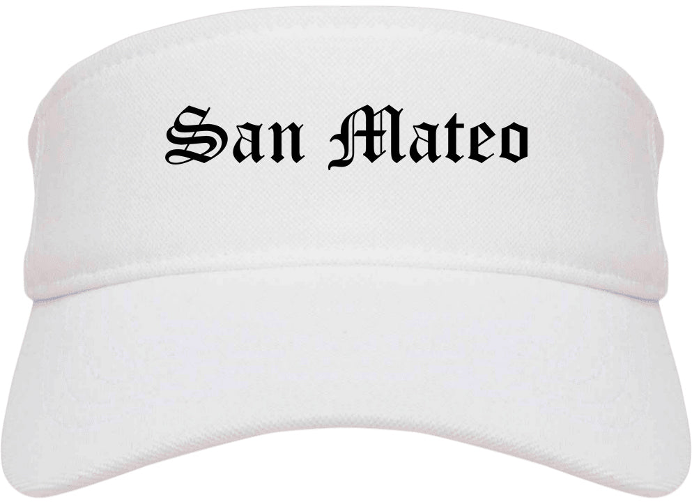 San Mateo California CA Old English Mens Visor Cap Hat White
