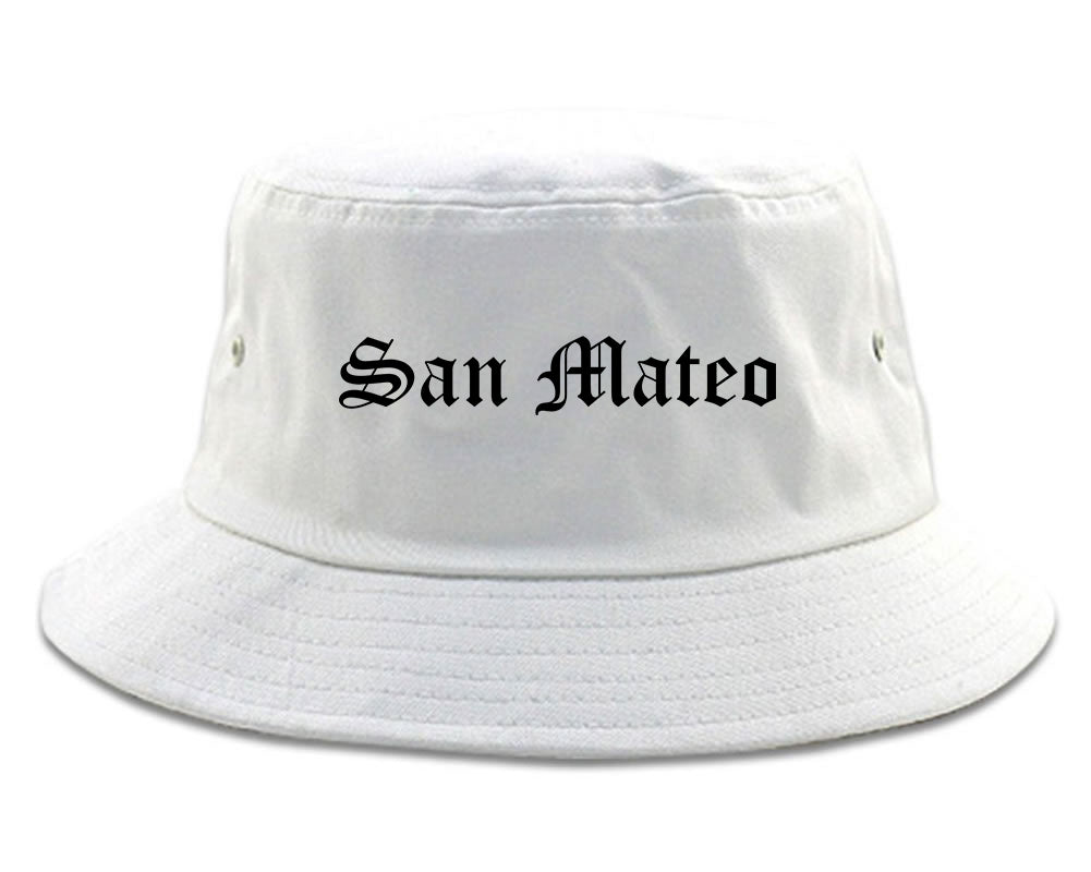 San Mateo California CA Old English Mens Bucket Hat White