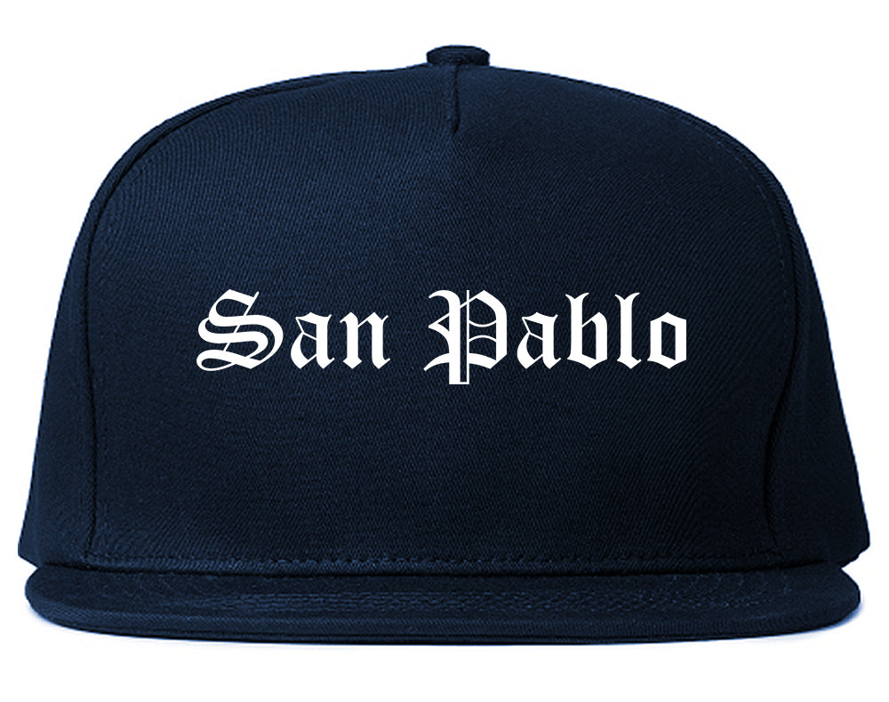 San Pablo California CA Old English Mens Snapback Hat Navy Blue