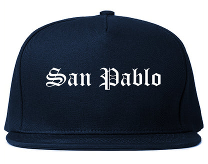 San Pablo California CA Old English Mens Snapback Hat Navy Blue