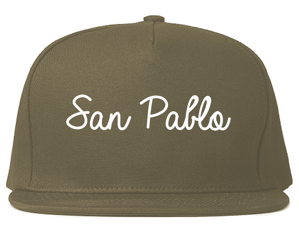 San Pablo California CA Script Mens Snapback Hat Grey