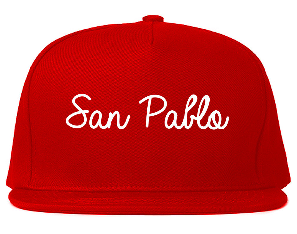 San Pablo California CA Script Mens Snapback Hat Red