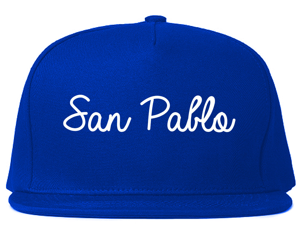 San Pablo California CA Script Mens Snapback Hat Royal Blue