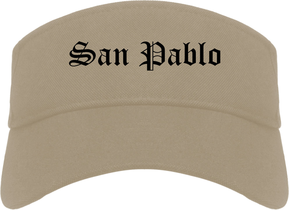 San Pablo California CA Old English Mens Visor Cap Hat Khaki