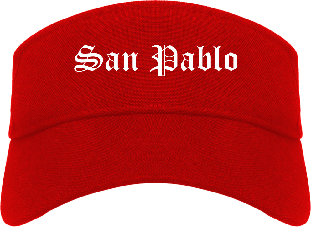 San Pablo California CA Old English Mens Visor Cap Hat Red