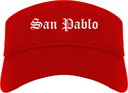 San Pablo California CA Old English Mens Visor Cap Hat Red