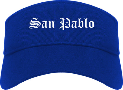 San Pablo California CA Old English Mens Visor Cap Hat Royal Blue