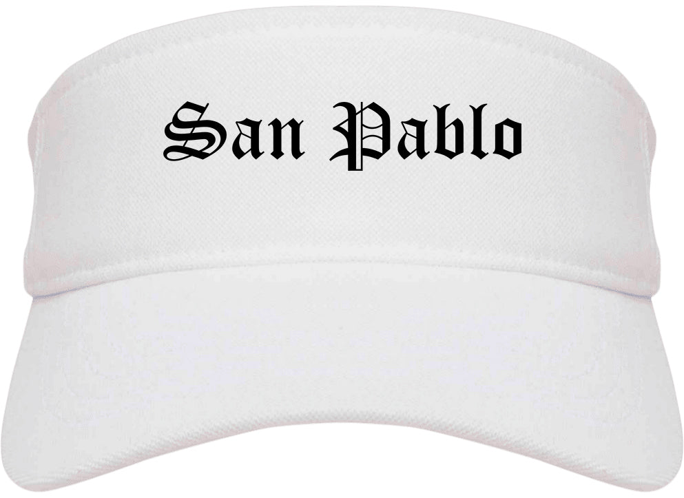 San Pablo California CA Old English Mens Visor Cap Hat White