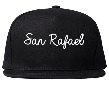 San Rafael California CA Script Mens Snapback Hat Black