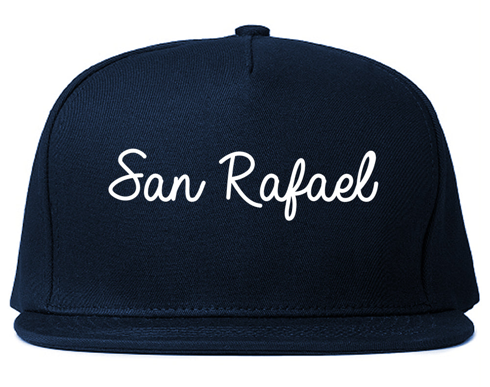 San Rafael California CA Script Mens Snapback Hat Navy Blue