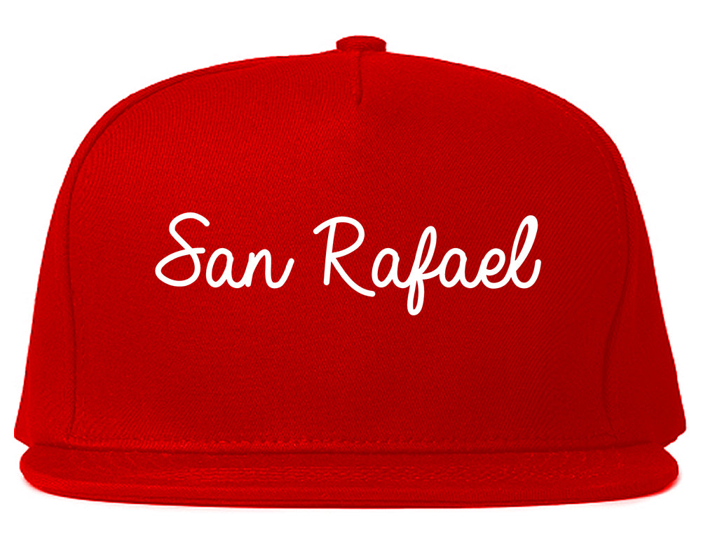 San Rafael California CA Script Mens Snapback Hat Red