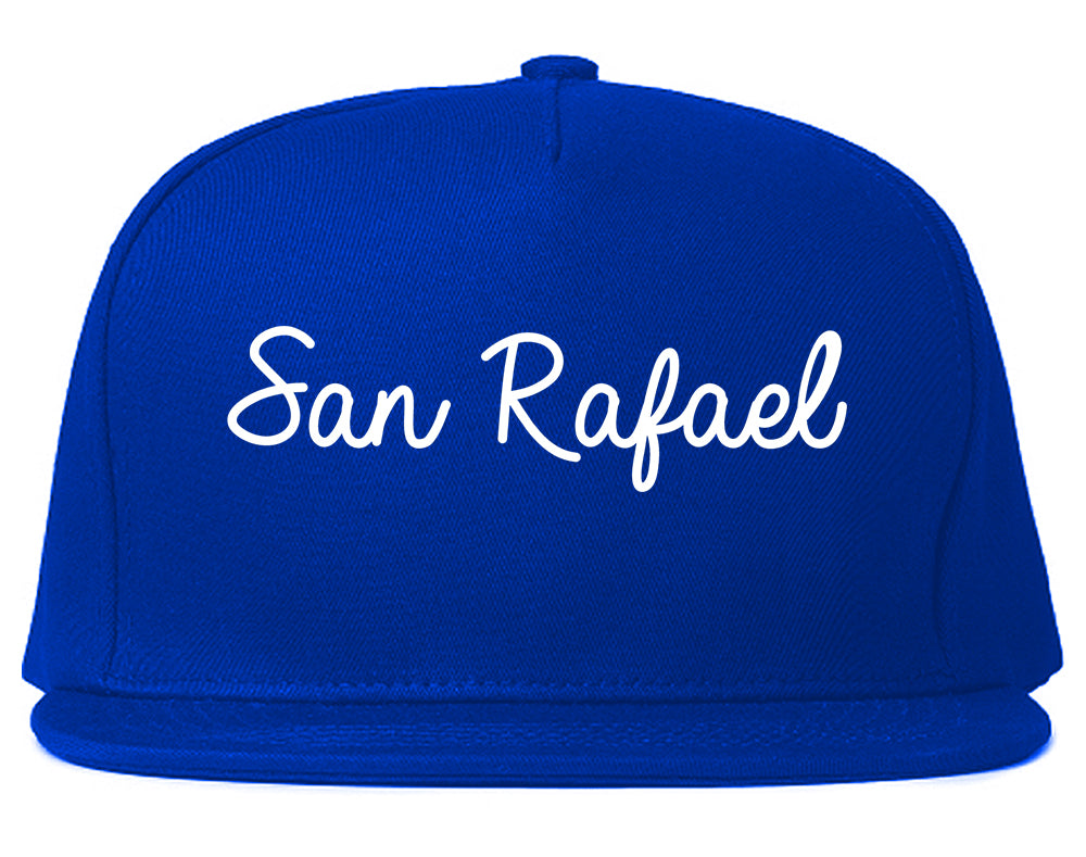 San Rafael California CA Script Mens Snapback Hat Royal Blue