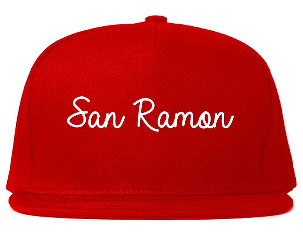 San Ramon California CA Script Mens Snapback Hat Red