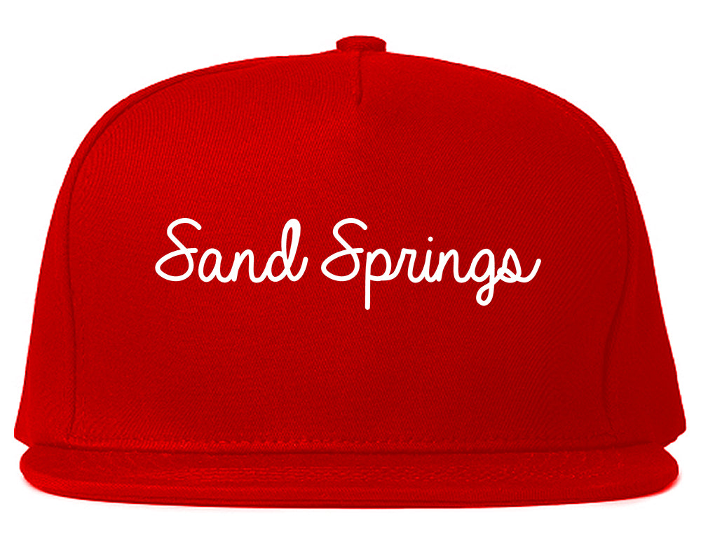 Sand Springs Oklahoma OK Script Mens Snapback Hat Red