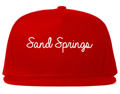 Sand Springs Oklahoma OK Script Mens Snapback Hat Red