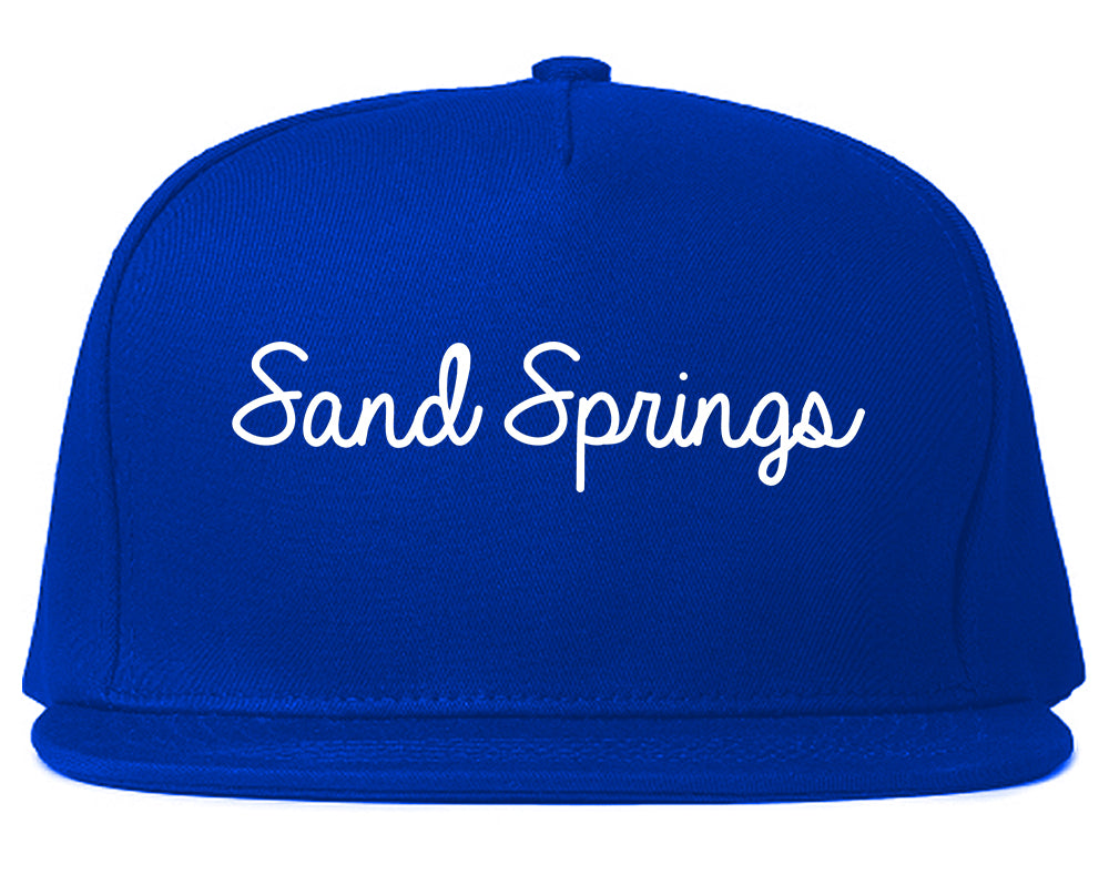 Sand Springs Oklahoma OK Script Mens Snapback Hat Royal Blue