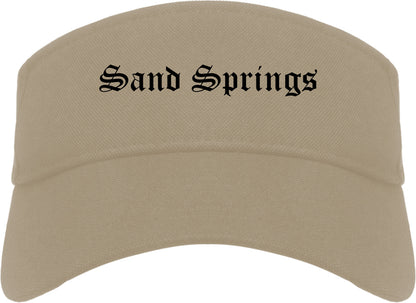 Sand Springs Oklahoma OK Old English Mens Visor Cap Hat Khaki