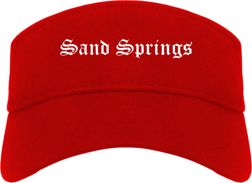 Sand Springs Oklahoma OK Old English Mens Visor Cap Hat Red