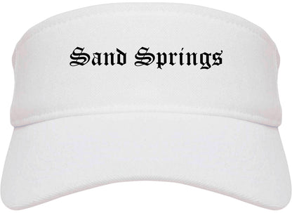 Sand Springs Oklahoma OK Old English Mens Visor Cap Hat White