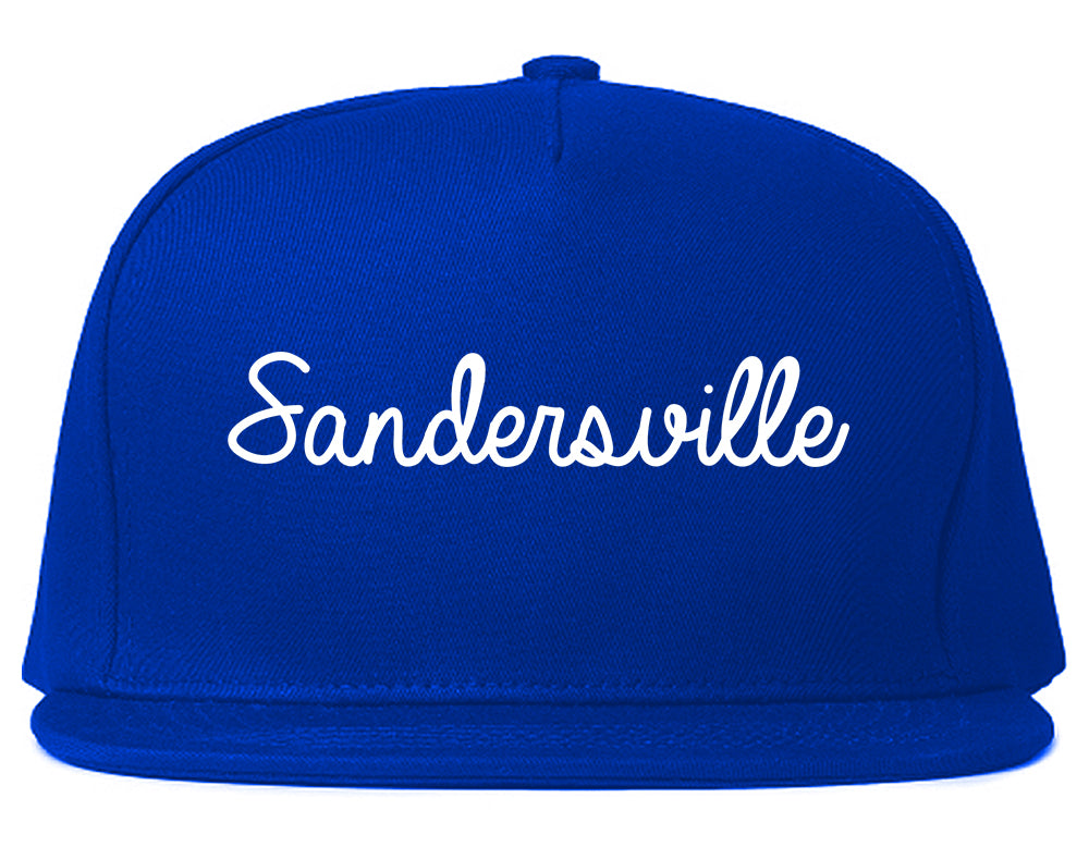 Sandersville Georgia GA Script Mens Snapback Hat Royal Blue