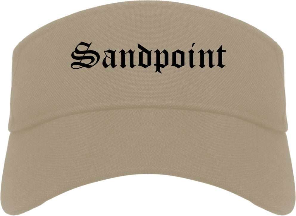 Sandpoint Idaho ID Old English Mens Visor Cap Hat Khaki