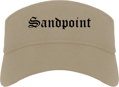 Sandpoint Idaho ID Old English Mens Visor Cap Hat Khaki