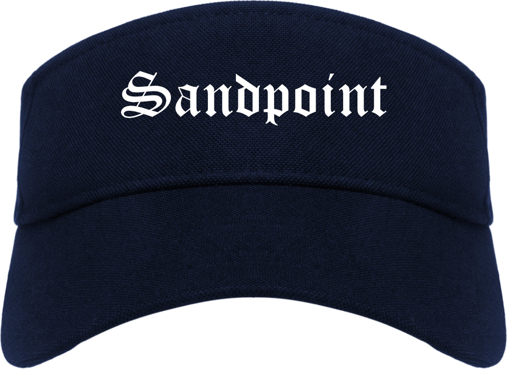 Sandpoint Idaho ID Old English Mens Visor Cap Hat Navy Blue