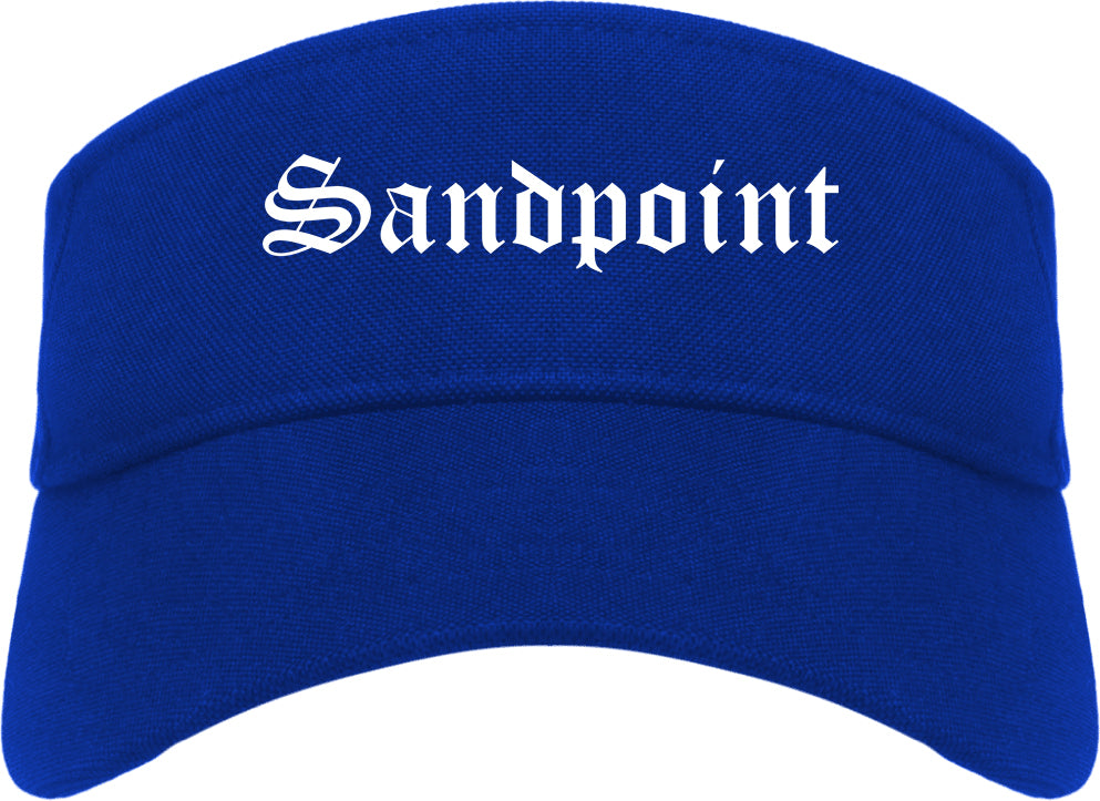 Sandpoint Idaho ID Old English Mens Visor Cap Hat Royal Blue
