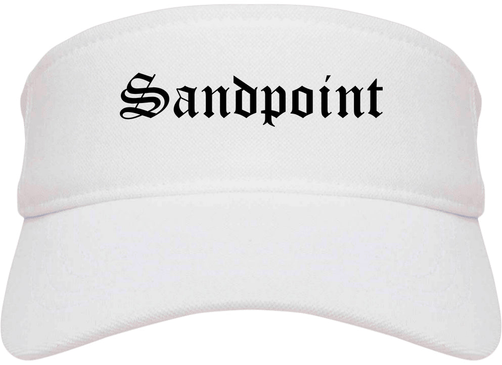 Sandpoint Idaho ID Old English Mens Visor Cap Hat White