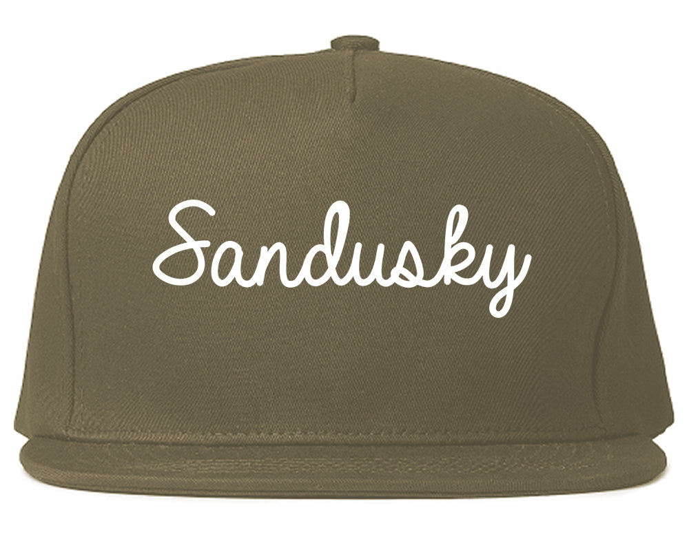 Sandusky Ohio OH Script Mens Snapback Hat Grey