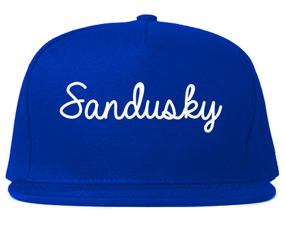 Sandusky Ohio OH Script Mens Snapback Hat Royal Blue